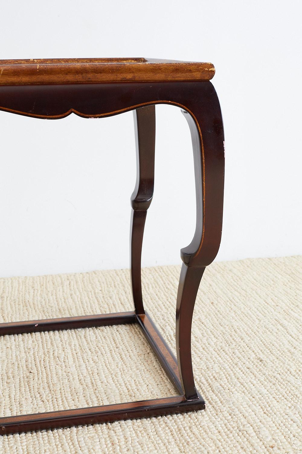 English Mahogany Lacquered Side Table or Drinks Table 1