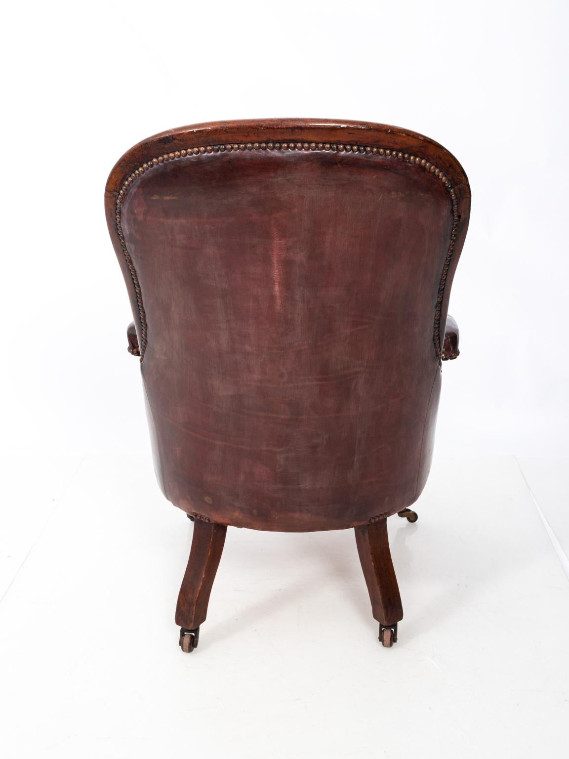 English Mahogany Leather Armchair 6