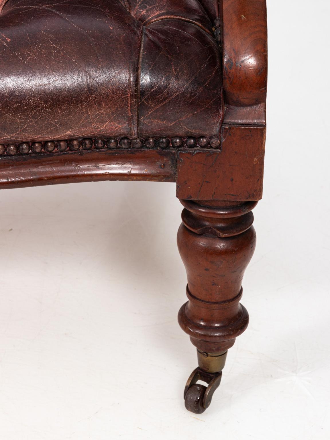 19th Century English Mahogany Leather Armchair