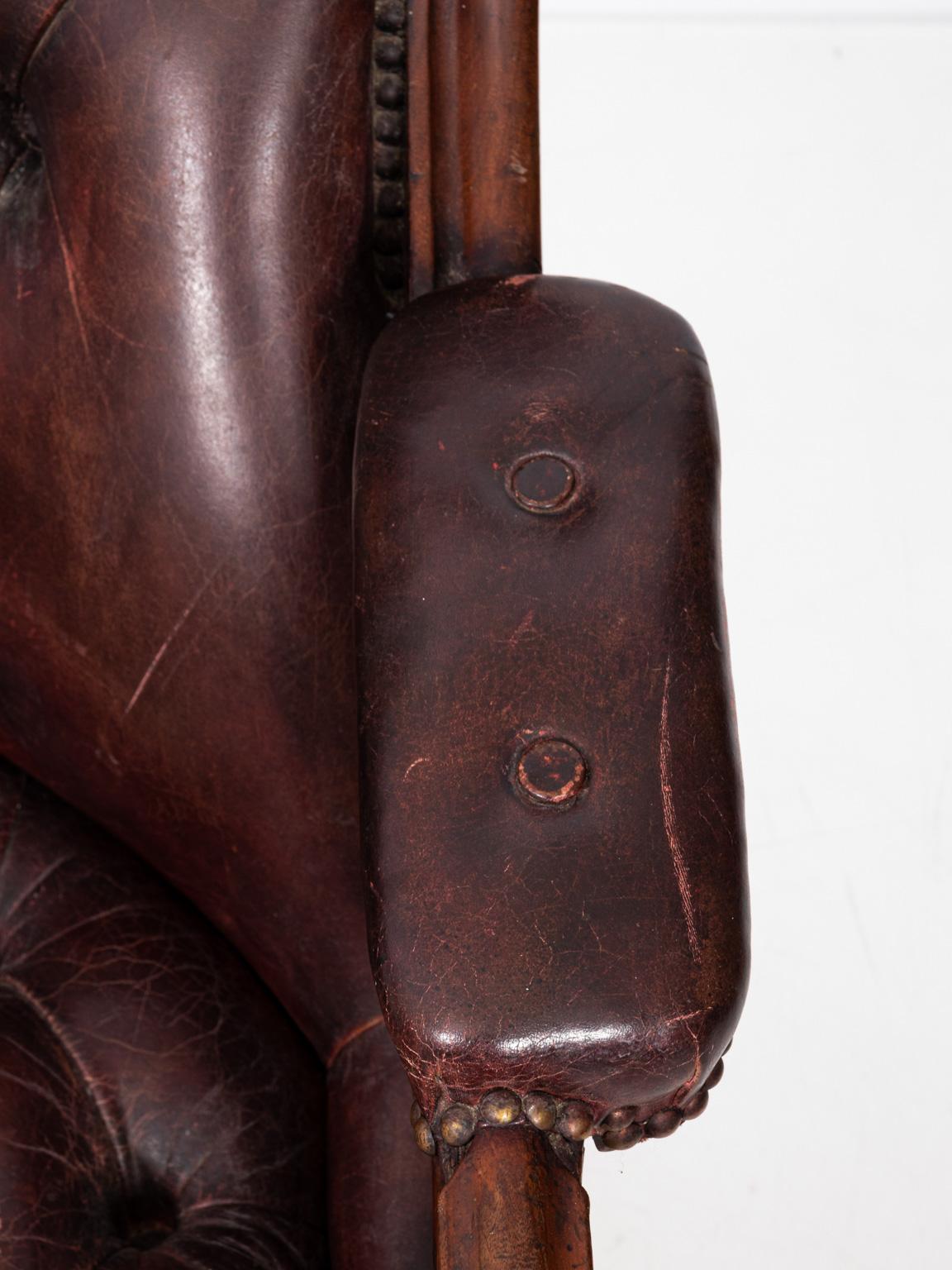 English Mahogany Leather Armchair 1
