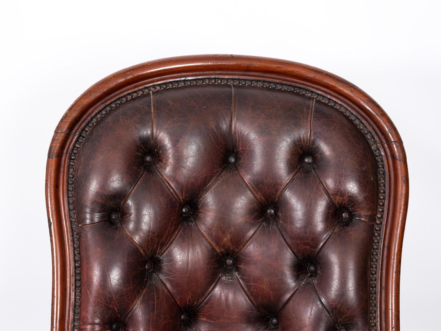 English Mahogany Leather Armchair 2