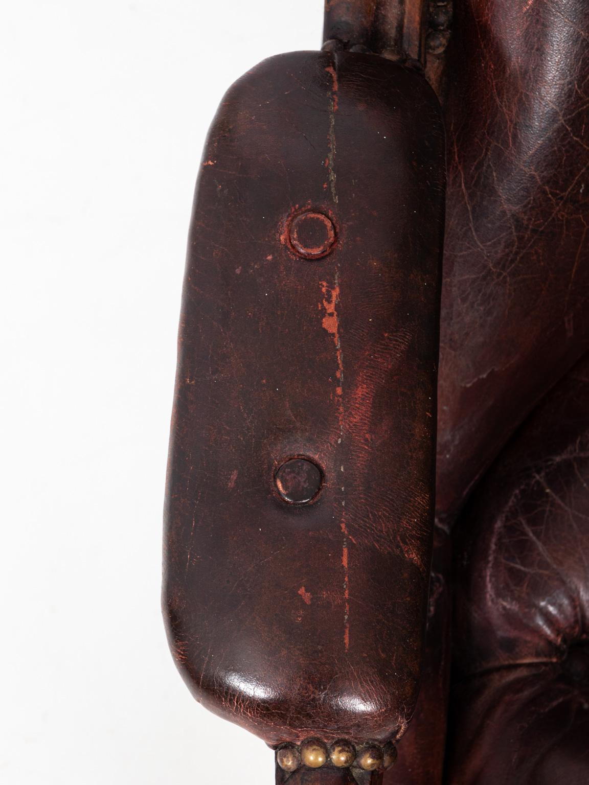 English Mahogany Leather Armchair 3