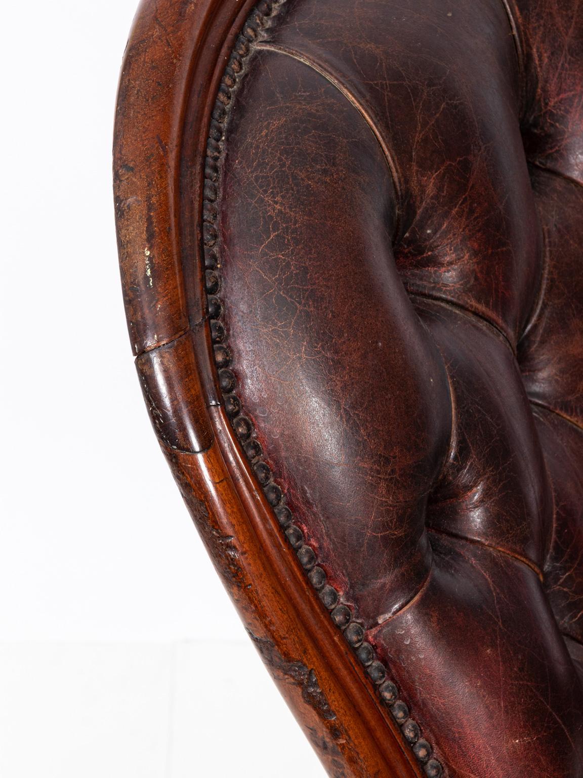 English Mahogany Leather Armchair 4