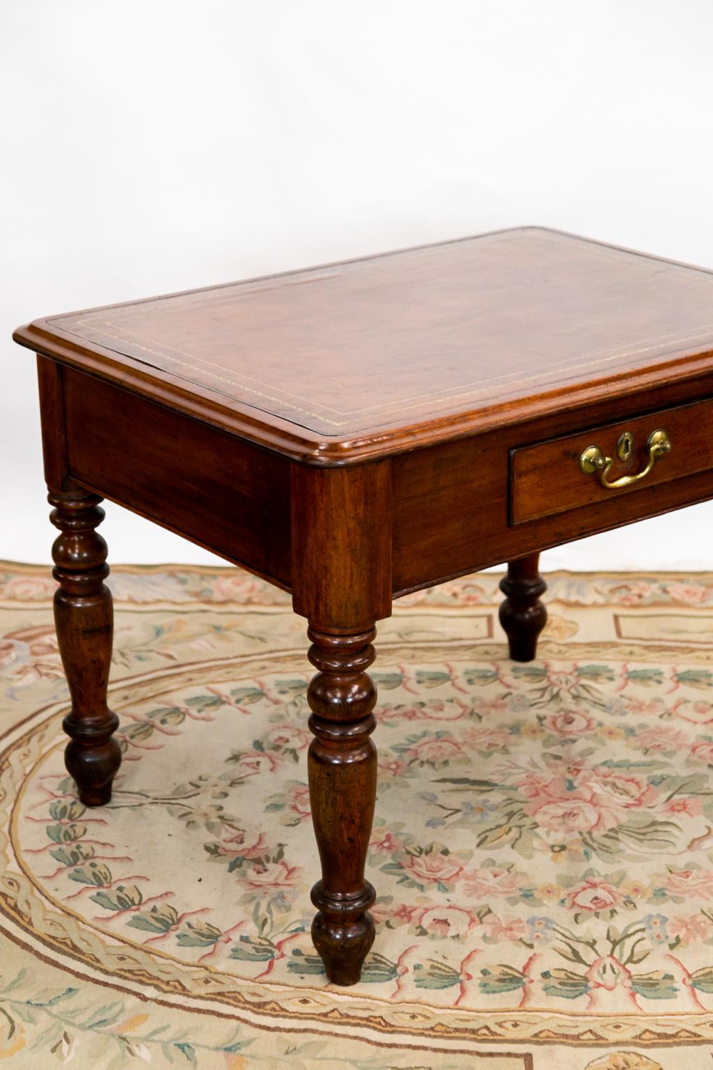 English Mahogany Leather Top Center Table For Sale 2