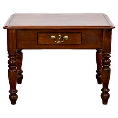 Centre de table en acajou anglais avec plateau en cuir