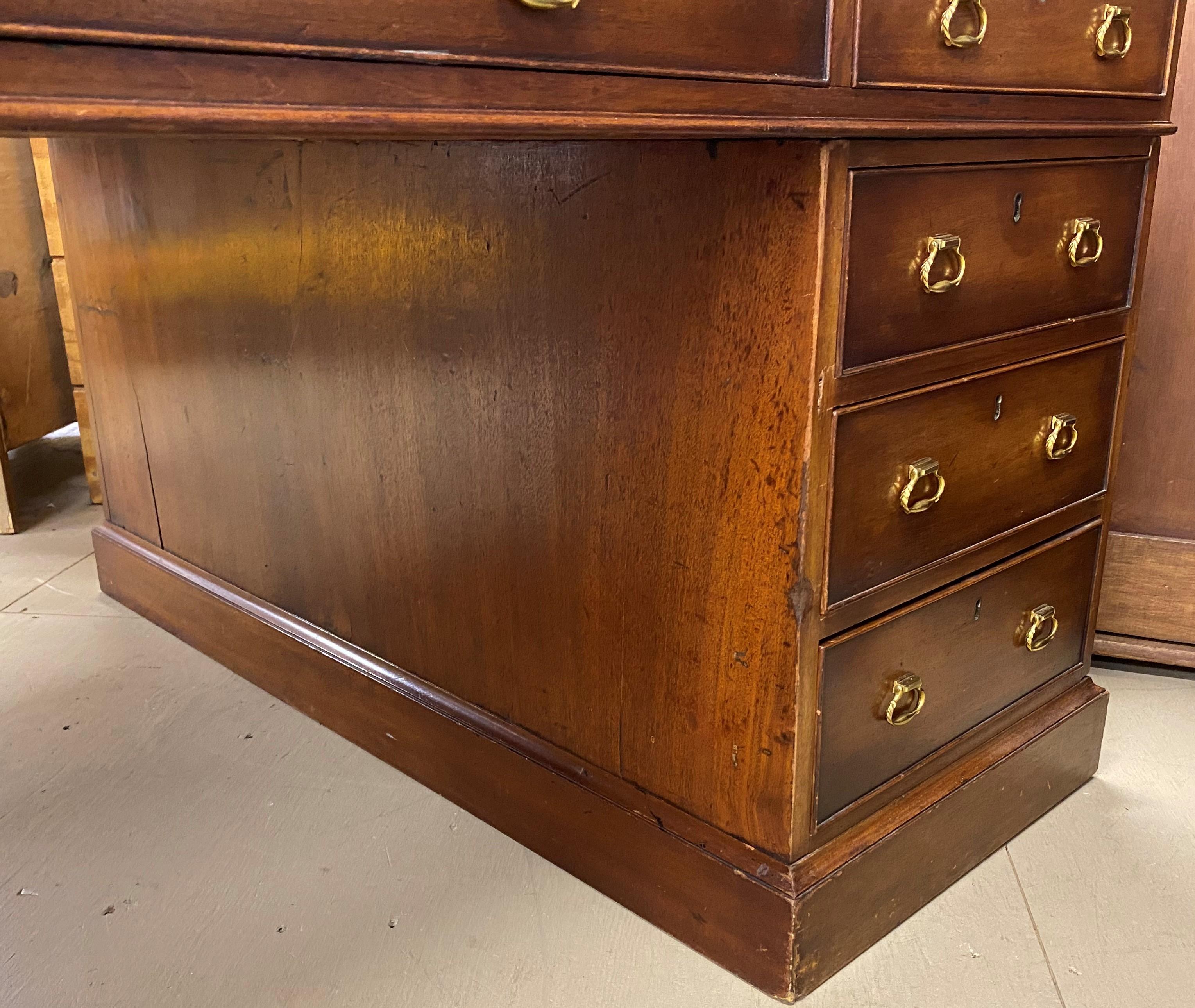 English Mahogany Leather Top Partners Desk For Sale 5