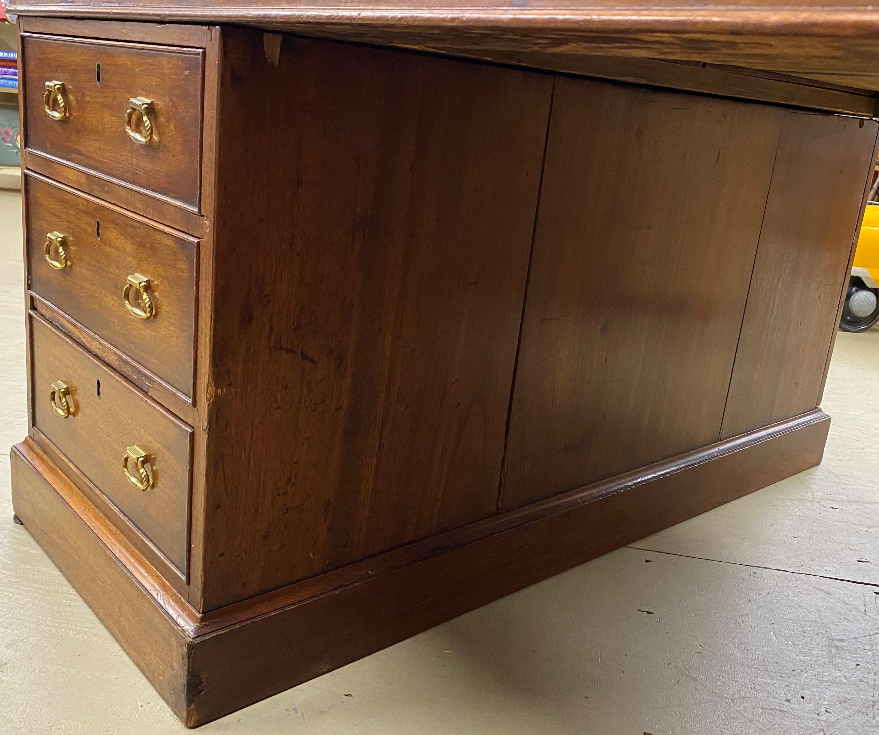 English Mahogany Leather Top Partners Desk For Sale 6