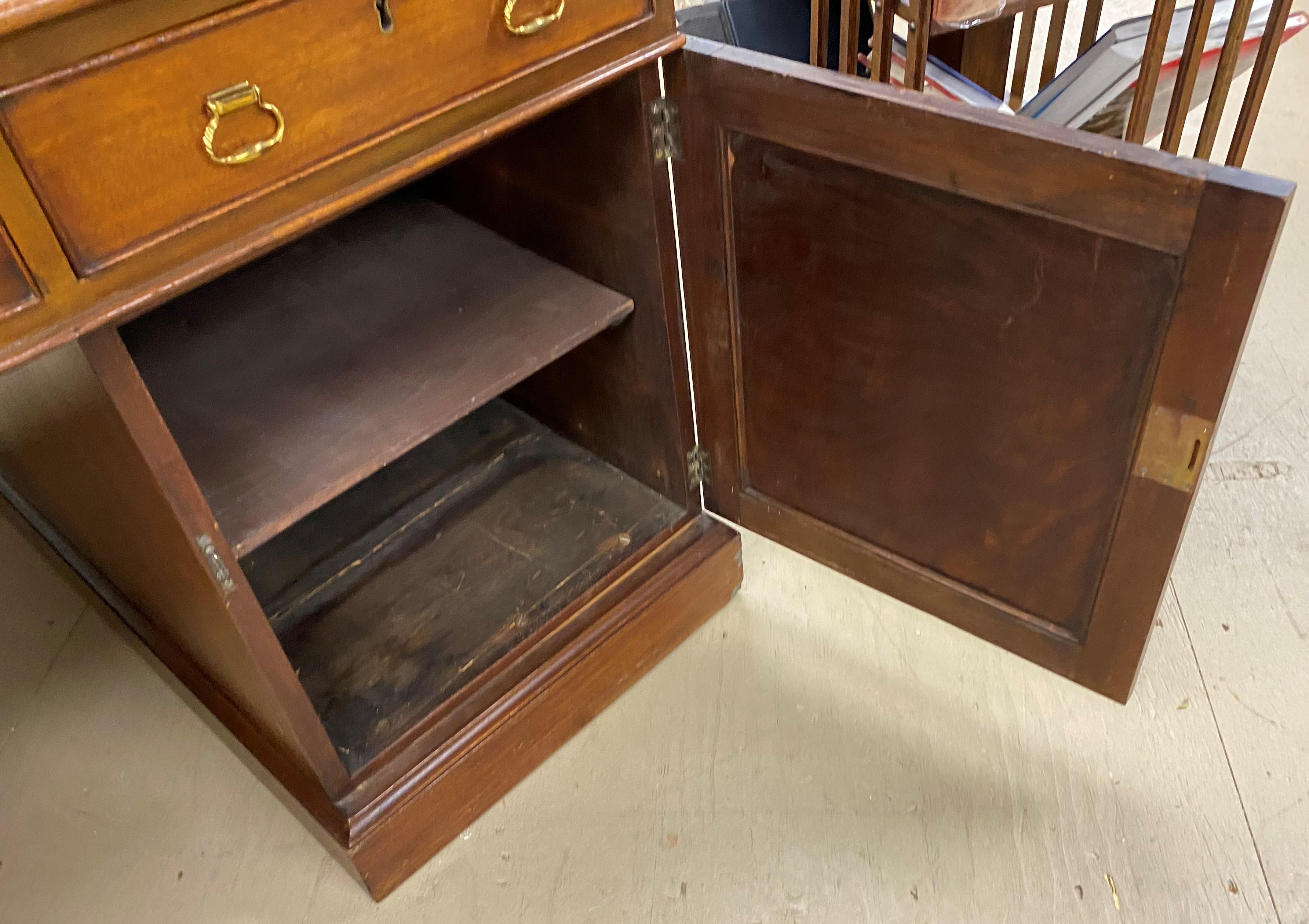 English Mahogany Leather Top Partners Desk For Sale 9
