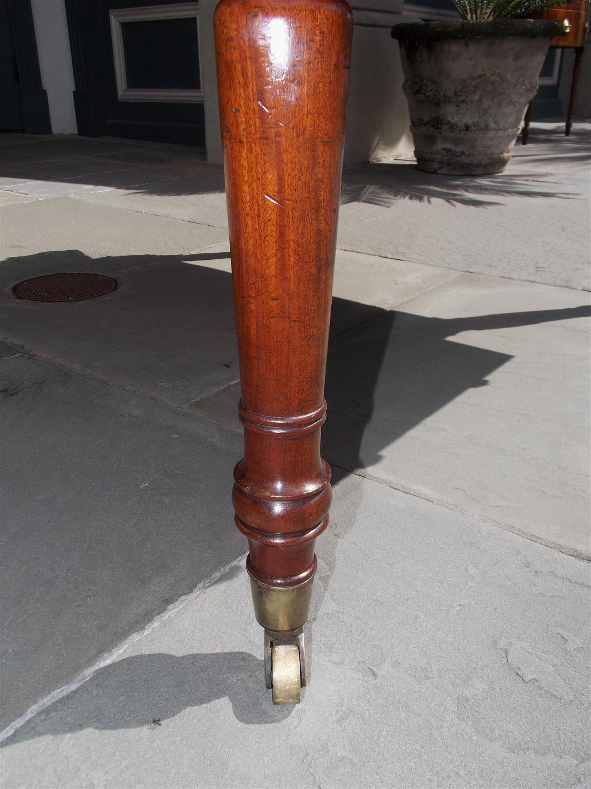 English Mahogany Leather Top Partners / Writing Desk with Orig, Casters, C. 1810 7