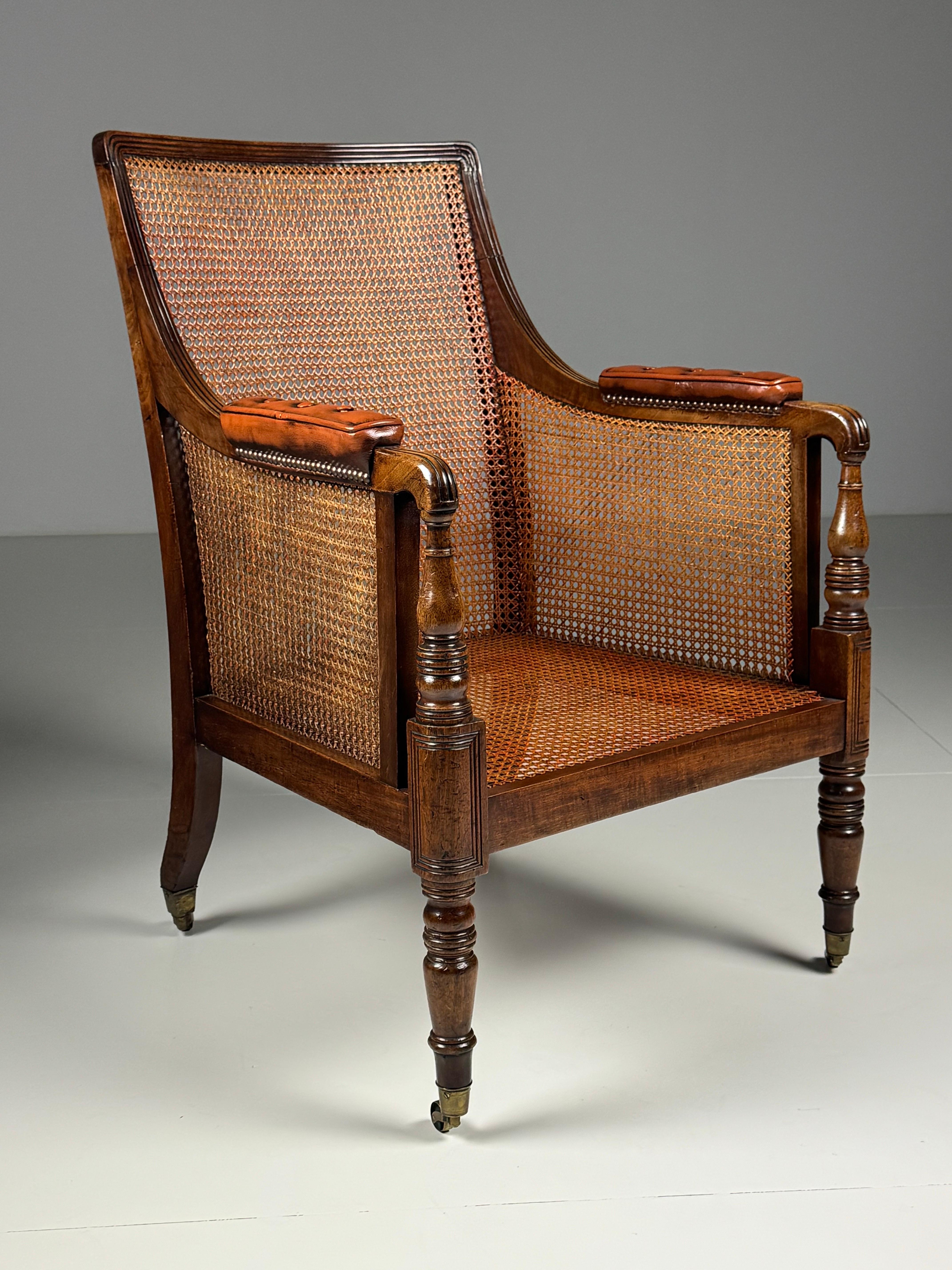 English Mahogany Library Bergère 1835 For Sale 9