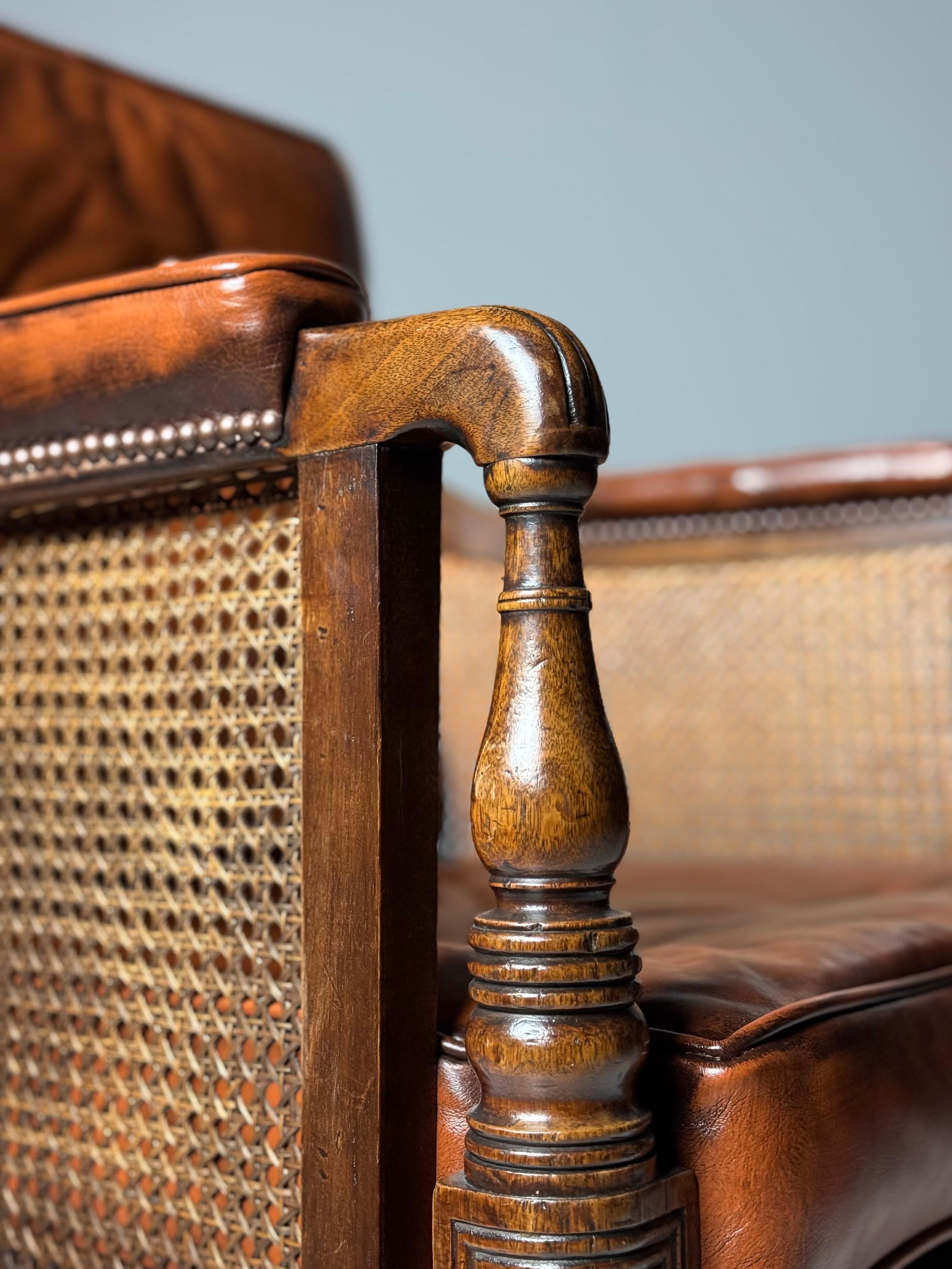 English Mahogany Library Bergère 1835 For Sale 10