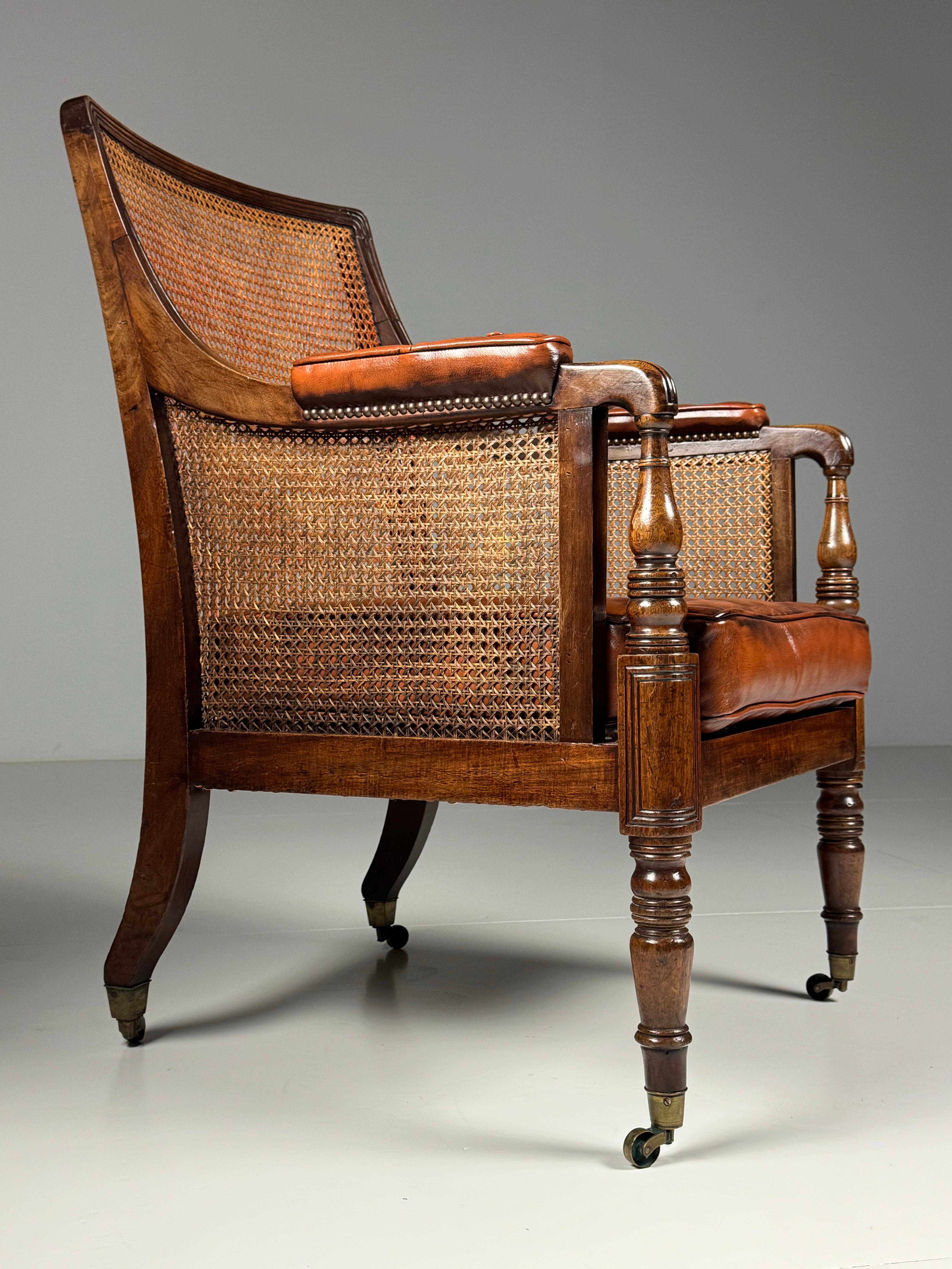 English Mahogany Library Bergère 1835 For Sale 13