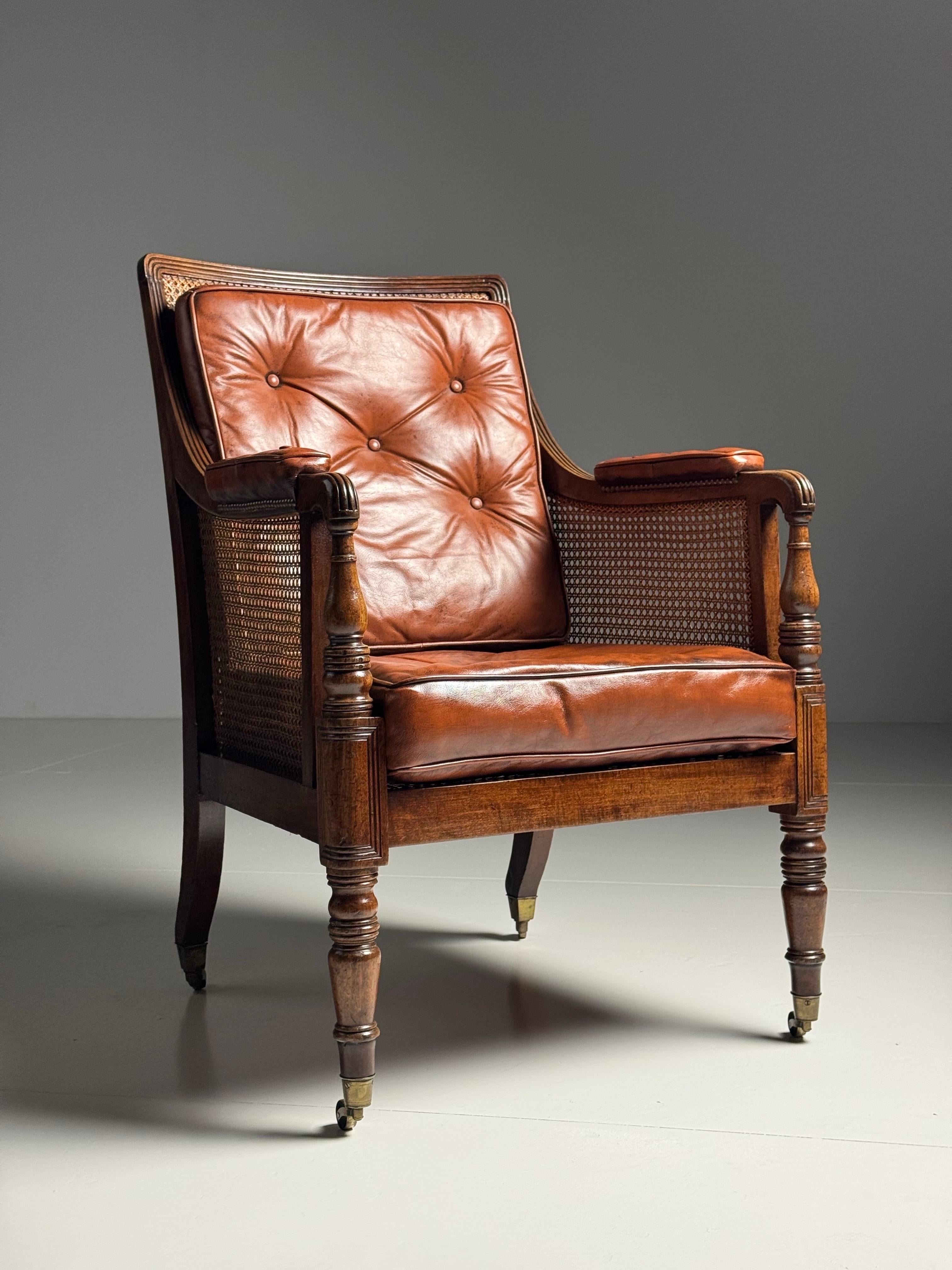 English Mahogany Library Bergère 1835 For Sale 14
