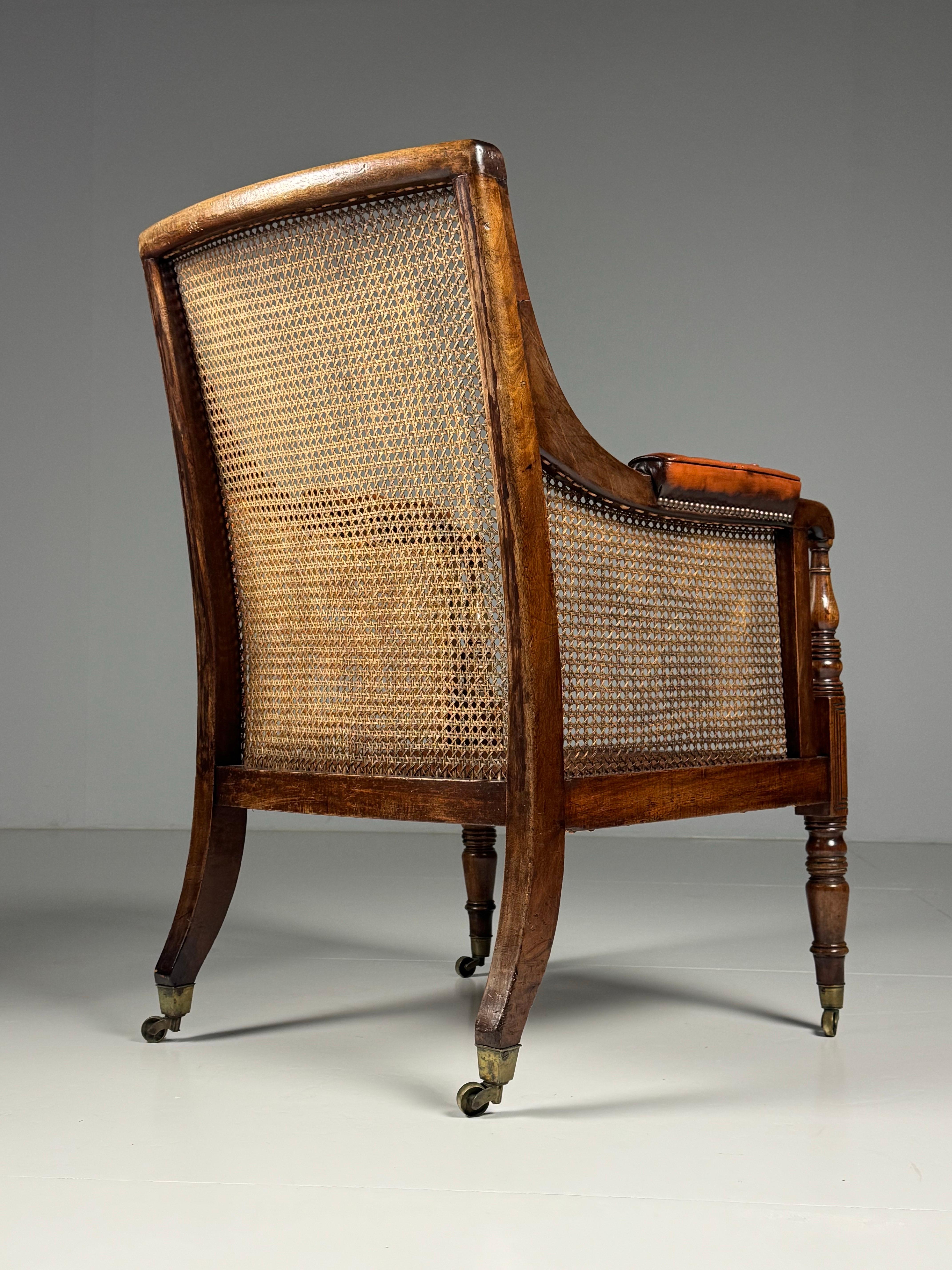 English Mahogany Library Bergère 1835 For Sale 1