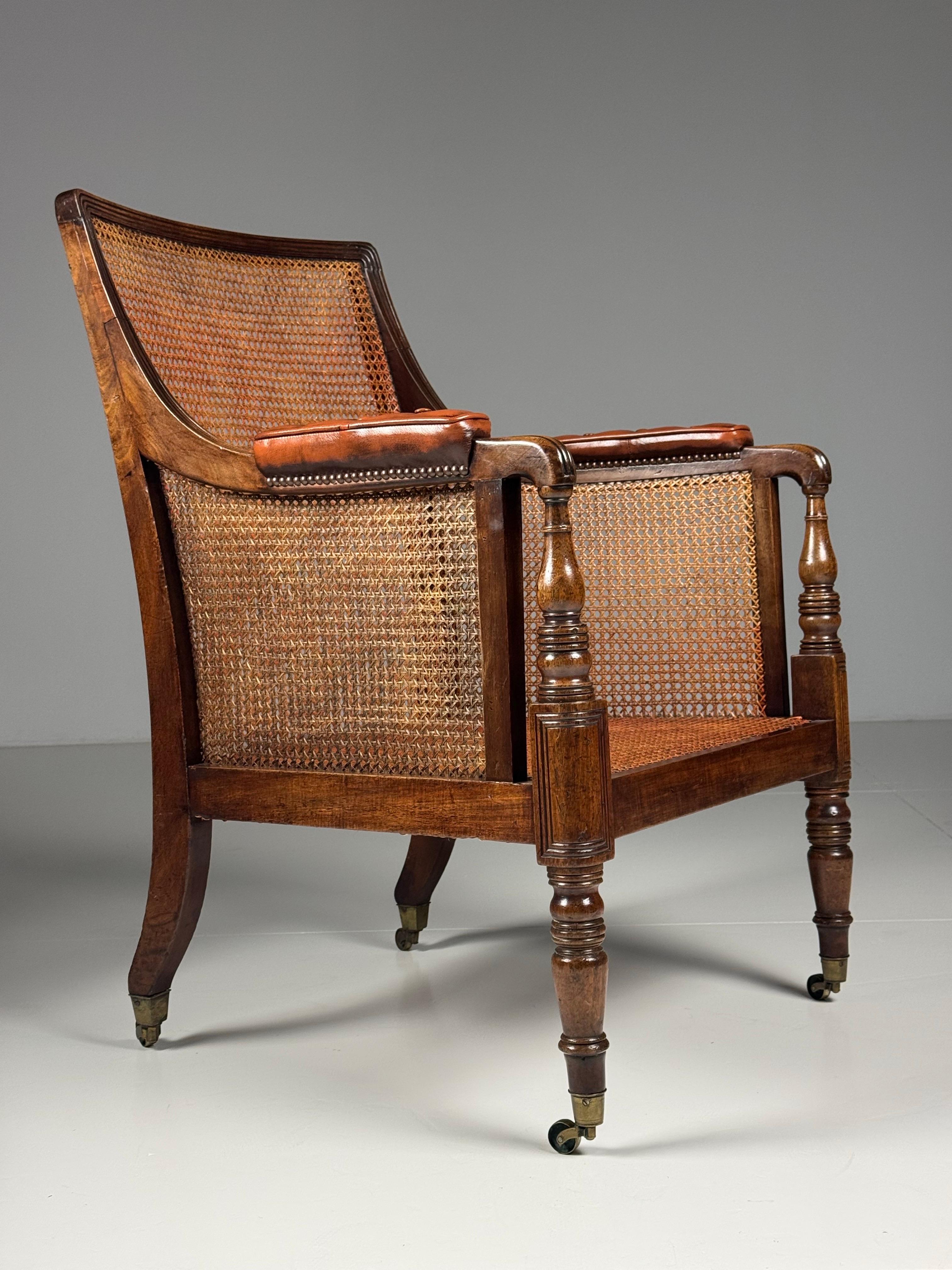 English Mahogany Library Bergère 1835 For Sale 4