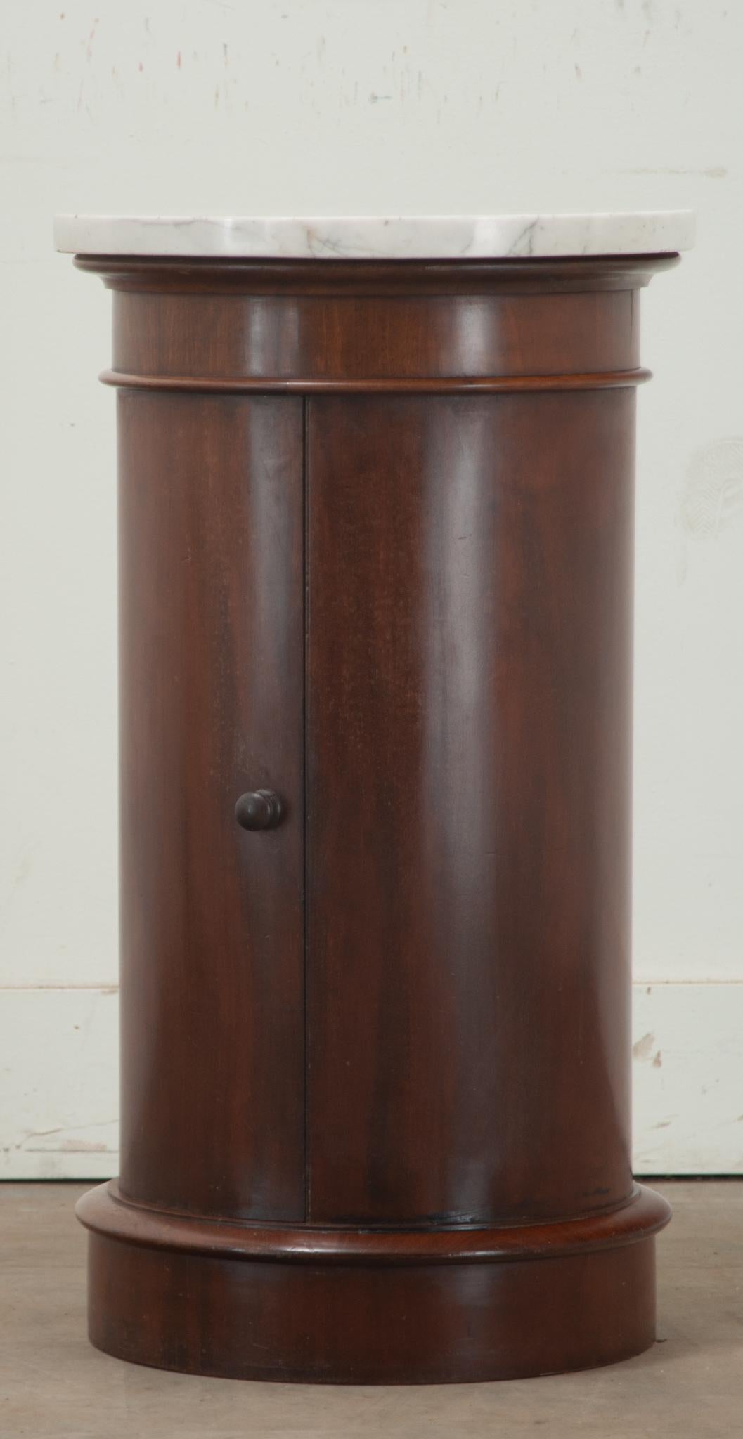 Other English Mahogany & Marble Bedside Table