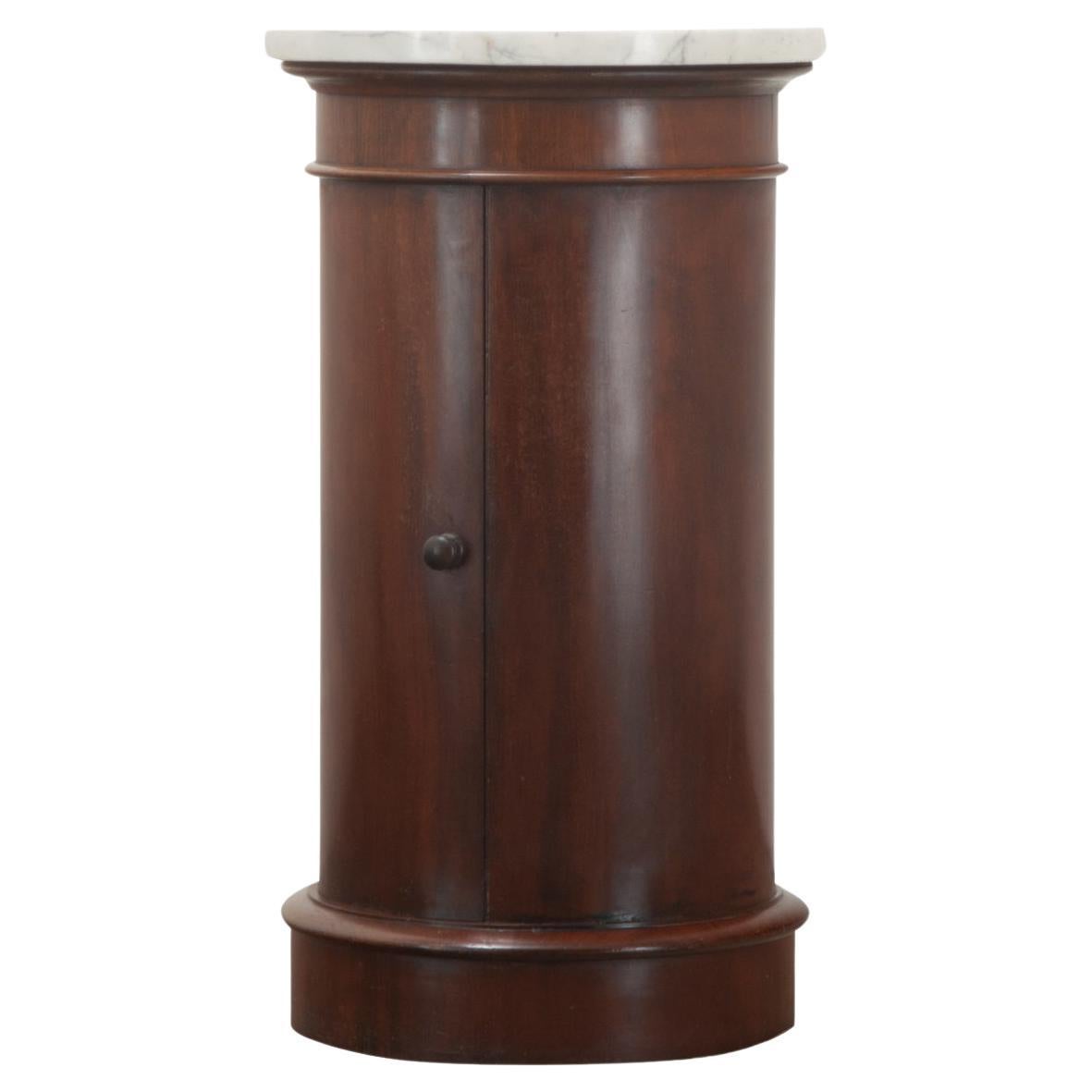 English Mahogany & Marble Bedside Table