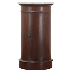 Antique English Mahogany & Marble Bedside Table