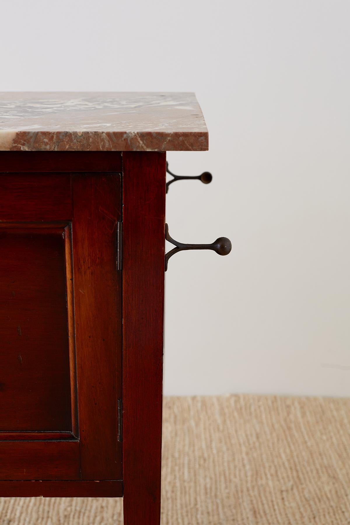 English Mahogany Marble-Top Cabinet or Console Table 3
