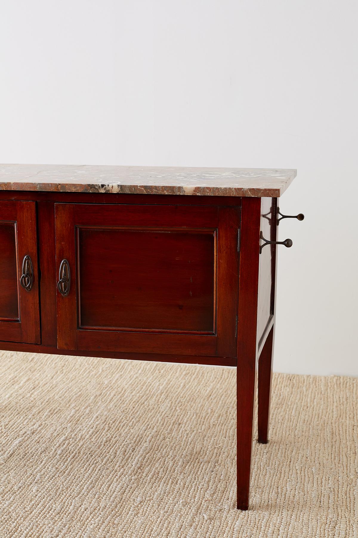 English Mahogany Marble-Top Cabinet or Console Table 1