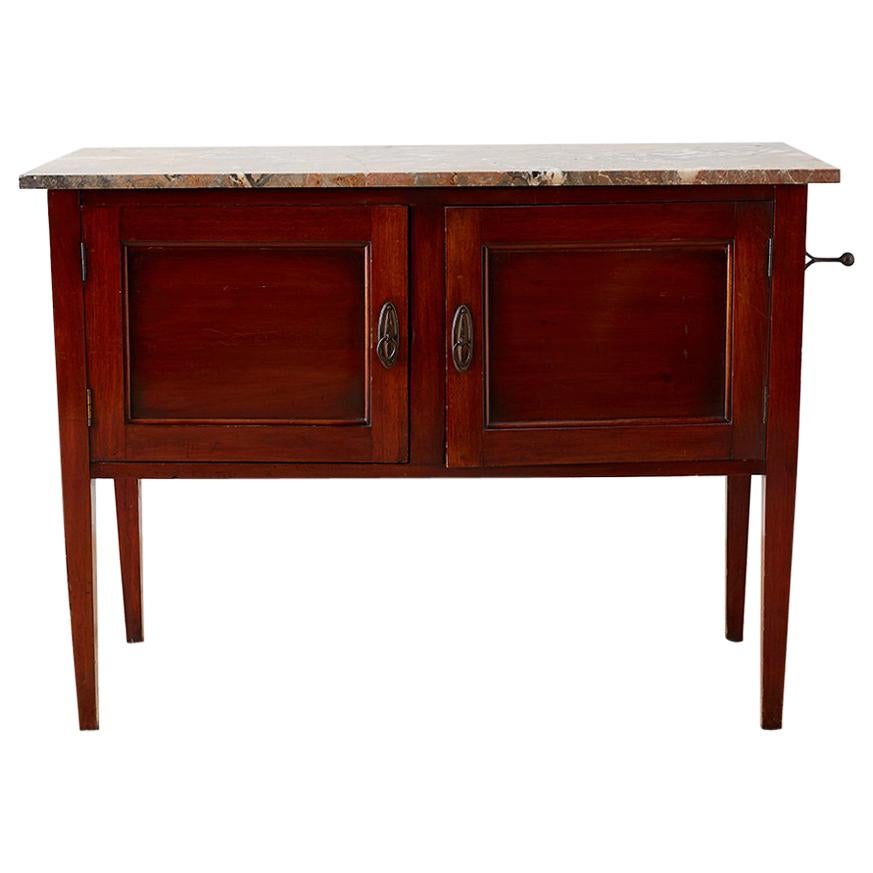 English Mahogany Marble-Top Cabinet or Console Table