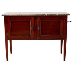 English Mahogany Marble-Top Cabinet or Console Table