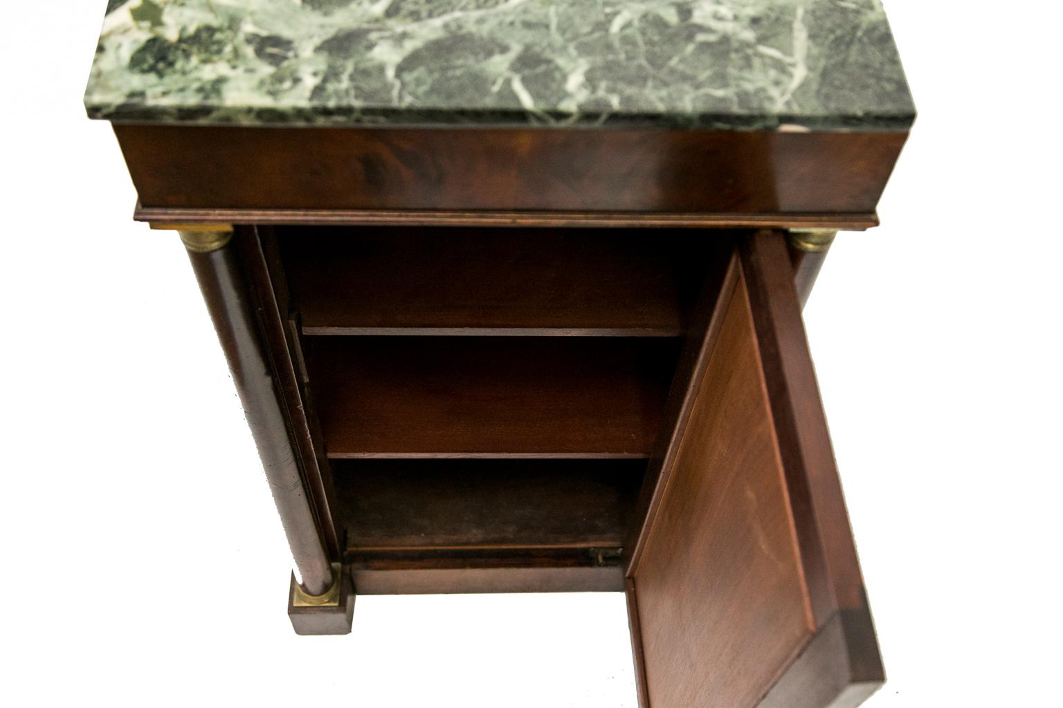 English Mahogany Marble-Top Console Cabinet In Good Condition In Wilson, NC