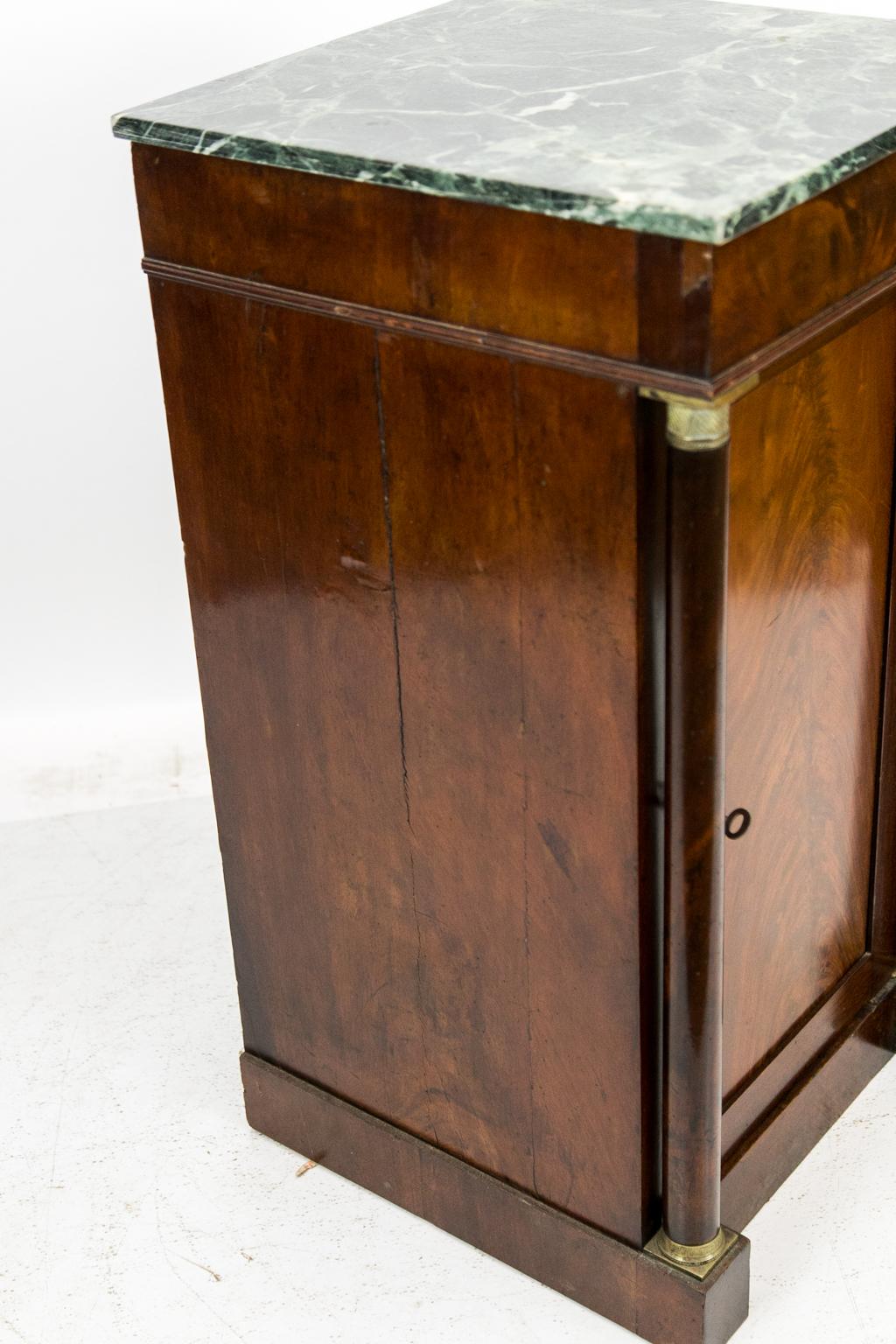 English Mahogany Marble-Top Console Cabinet 1