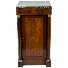 English Mahogany Marble-Top Console Cabinet