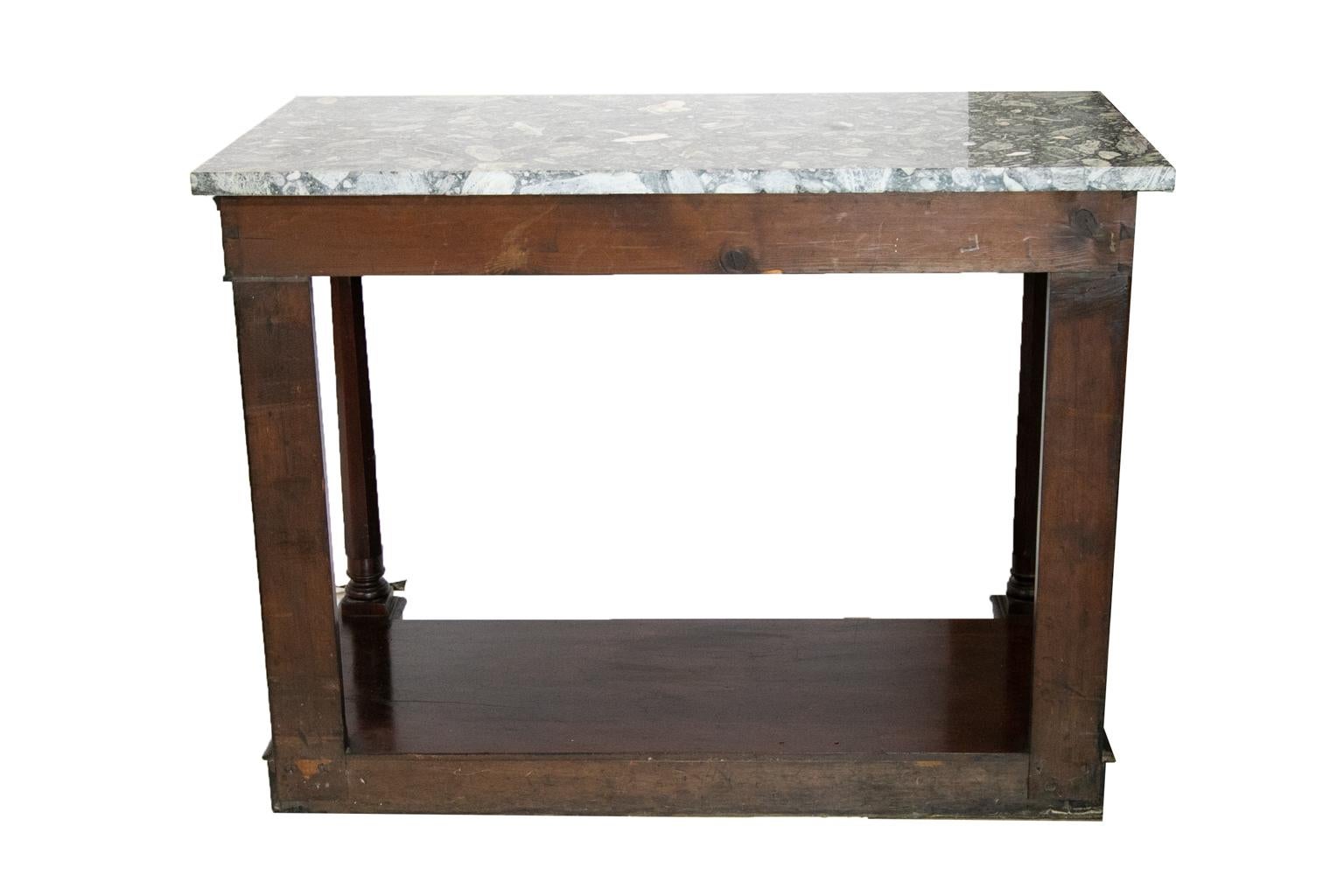 English Mahogany Marble-Top Console Table For Sale 4