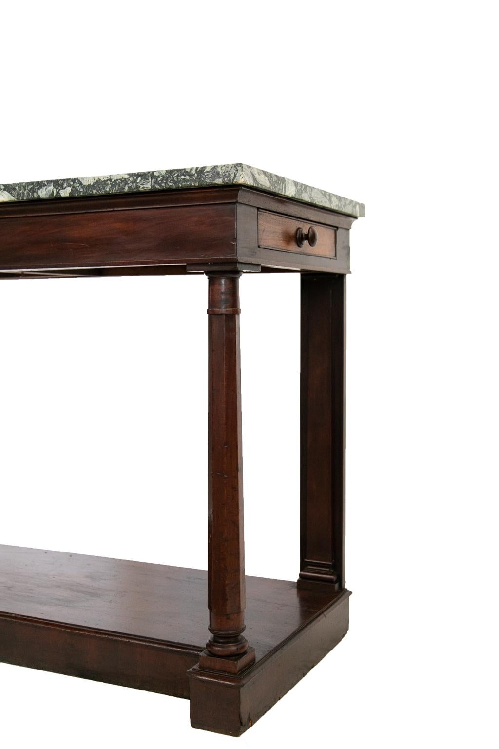 English Mahogany Marble-Top Console Table For Sale 1