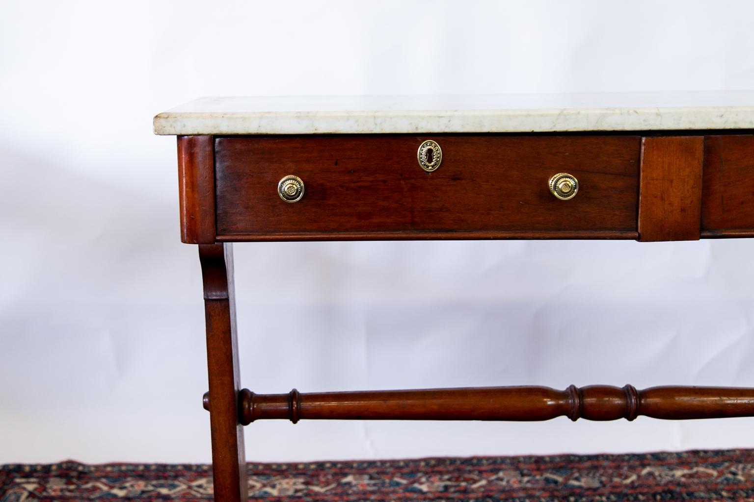 English Mahogany Marble Top Server In Good Condition For Sale In Wilson, NC