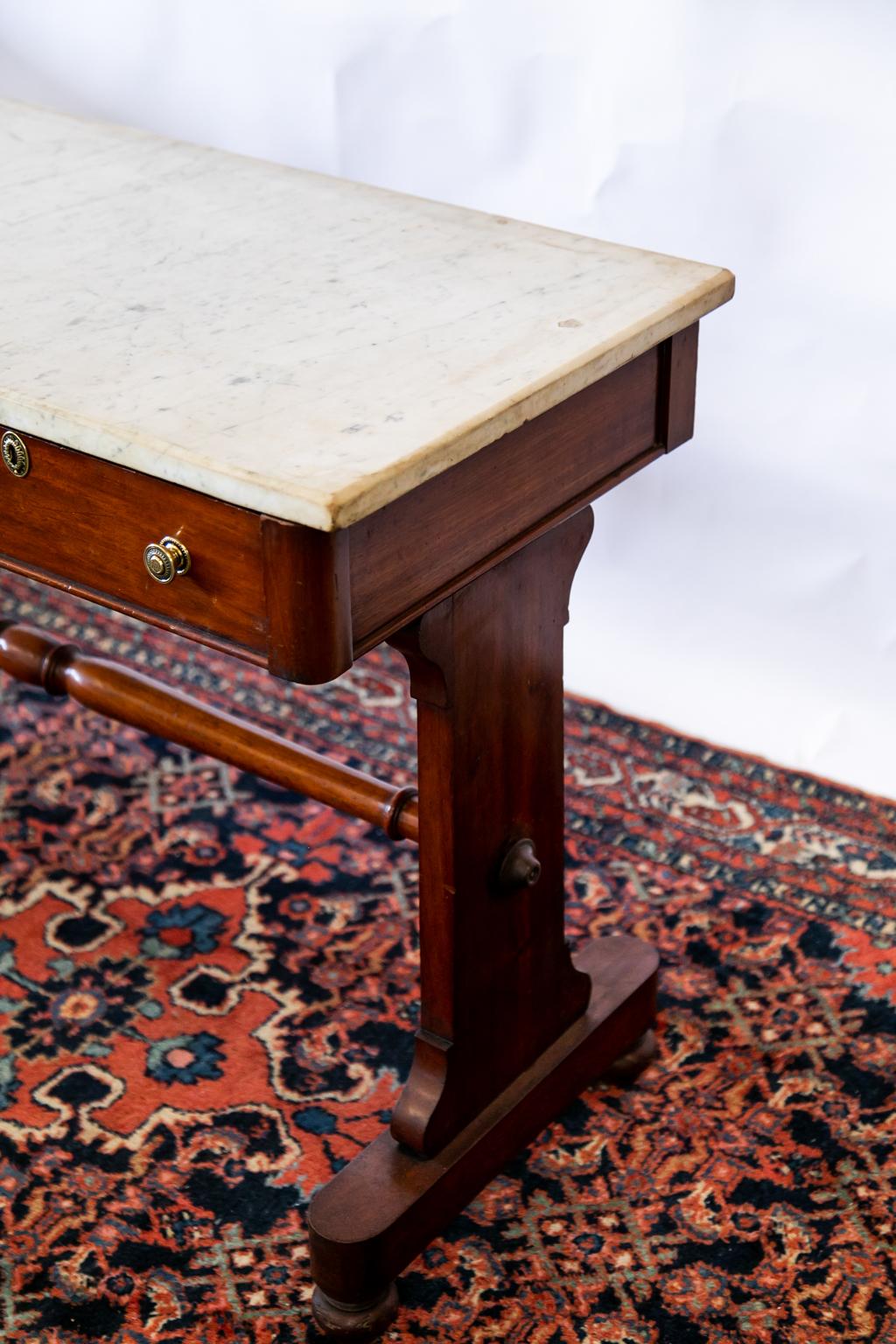 English Mahogany Marble Top Server For Sale 1