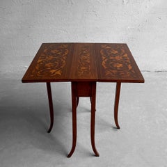 Englischer Mahagoni-Marketerie-Beistelltisch mit Klappe