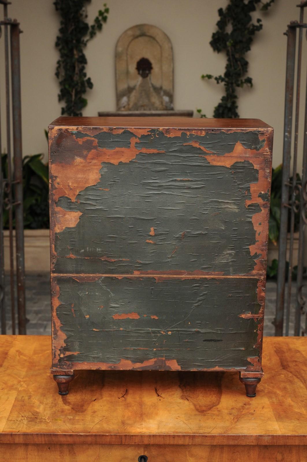 English Mahogany Mini Chest with Four Drawers and Toupie Feet, circa 1850 6