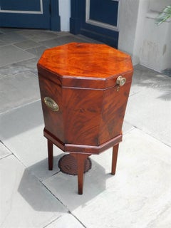 English Mahogany Octagon Wine Cellarette on Stand with Orig. Lead Liner, C. 1780