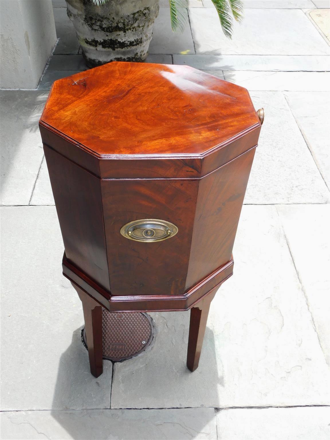 George III English Mahogany Octagon Wine Cellarette on Stand with Orig. Lead Liner, C. 1780