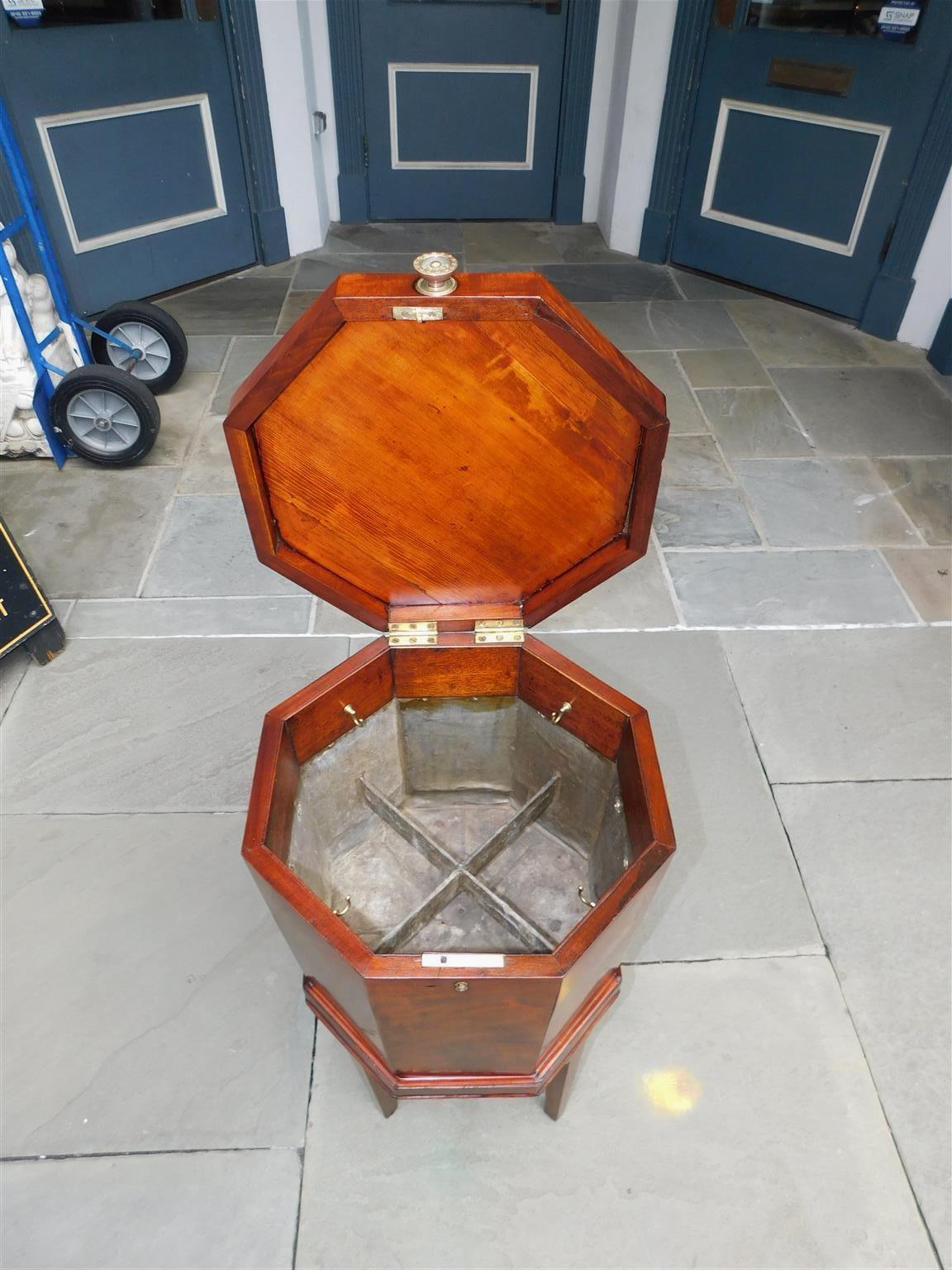English Mahogany Octagon Wine Cellarette on Stand with Orig. Lead Liner, C. 1780 1