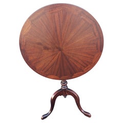 English Mahogany One Board Parquetry Tilt-Top Tea Table Desert Table, C. 1860s