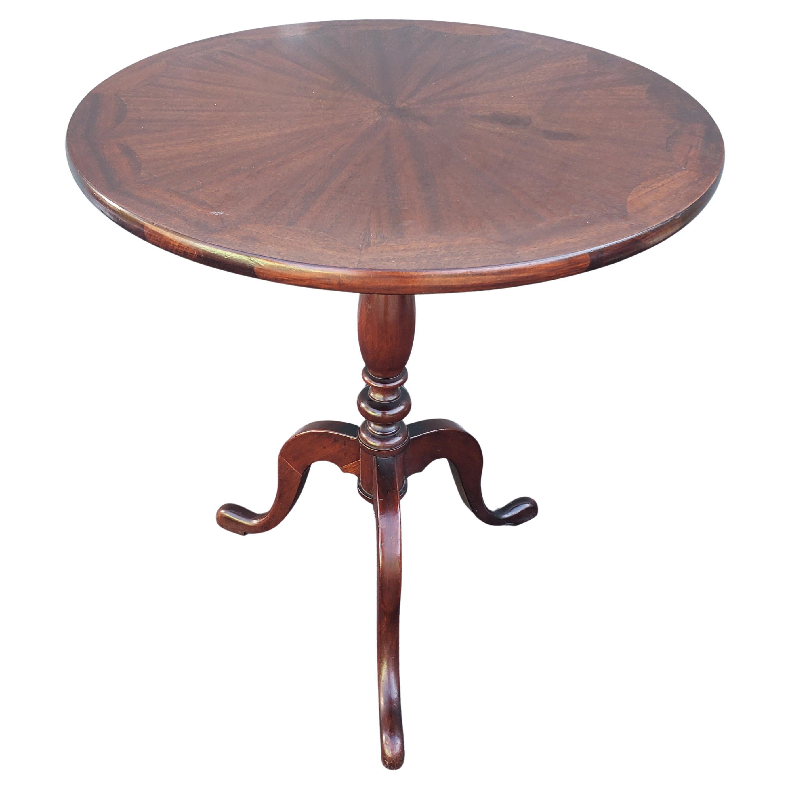 Hand-Crafted English Mahogany One Board Parquetry Tilt-Top Tea Table Desert Table, C. 1860s For Sale