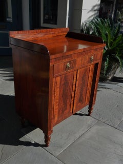 English Mahogany One Drawer Hinged Cabinet with Lion Head Brasses, Circa 1820