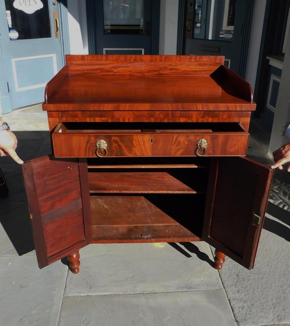 English Mahogany One Drawer Hinged Cabinet with Lion Head Brasses, Circa 1820 For Sale 3