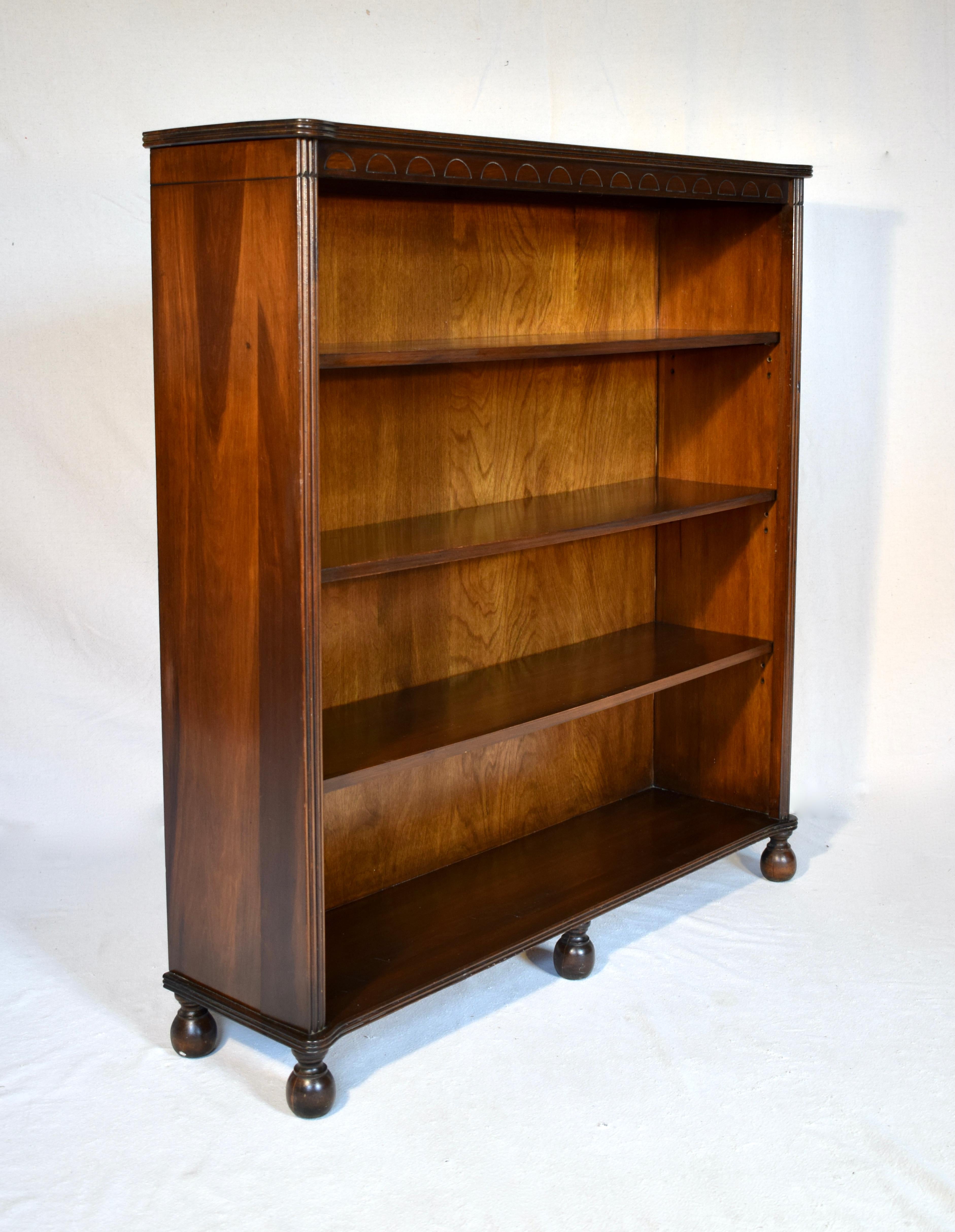 William and Mary English Mahogany Open Bookcase with Cannonball Feet