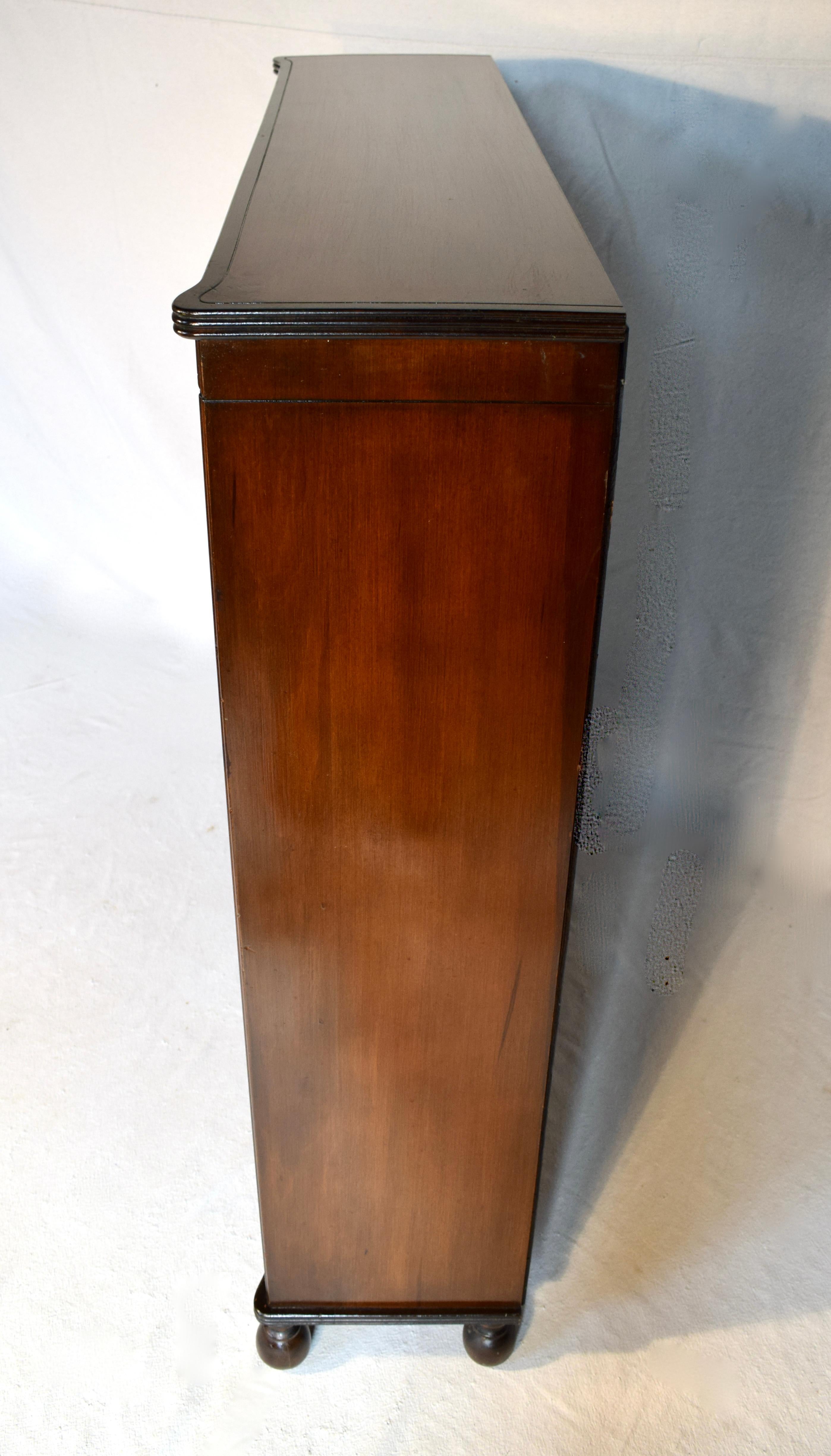 American English Mahogany Open Bookcase with Cannonball Feet