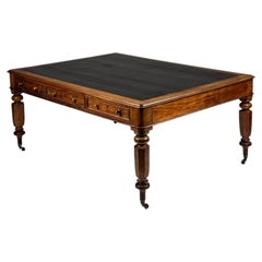 English mahogany partnerdesk with leather to ca. 1890