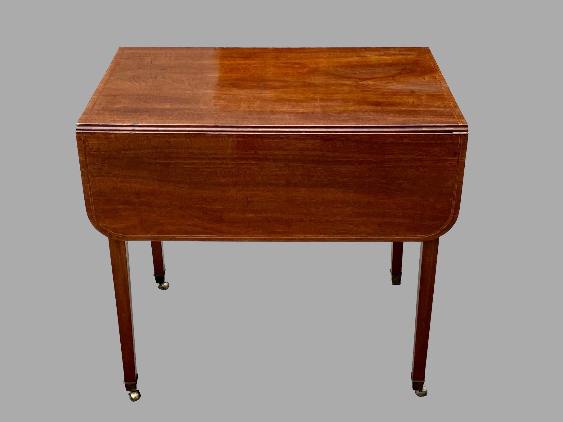 19th Century English Rectangular Georgian Period Mahogany Pembroke Table with Single Drawer For Sale