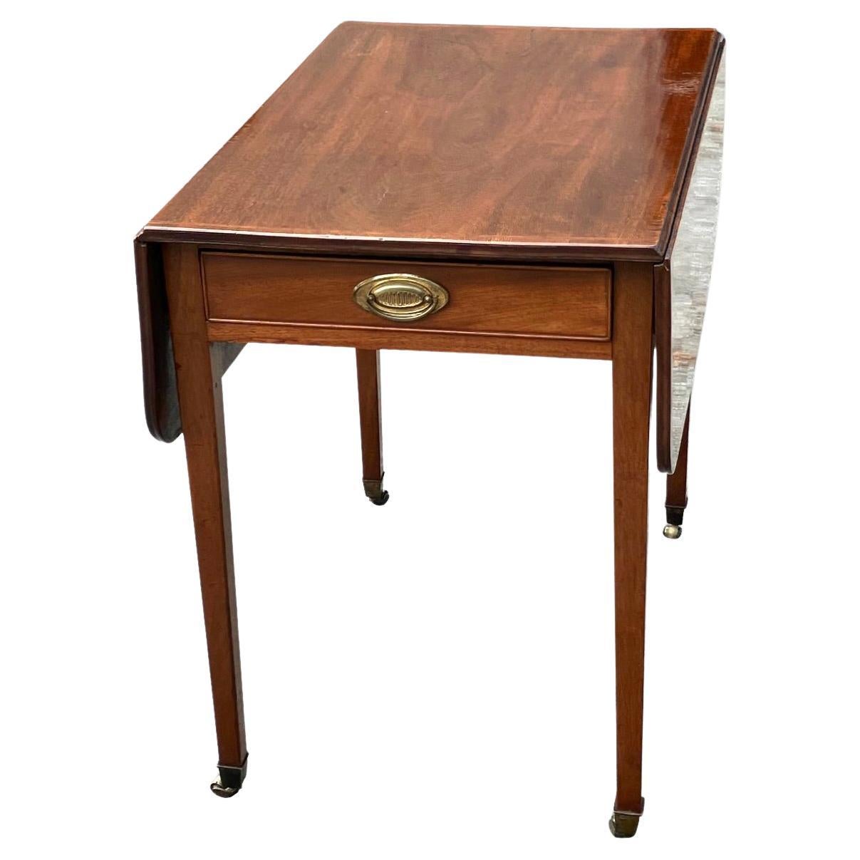 English Rectangular Georgian Period Mahogany Pembroke Table with Single Drawer For Sale
