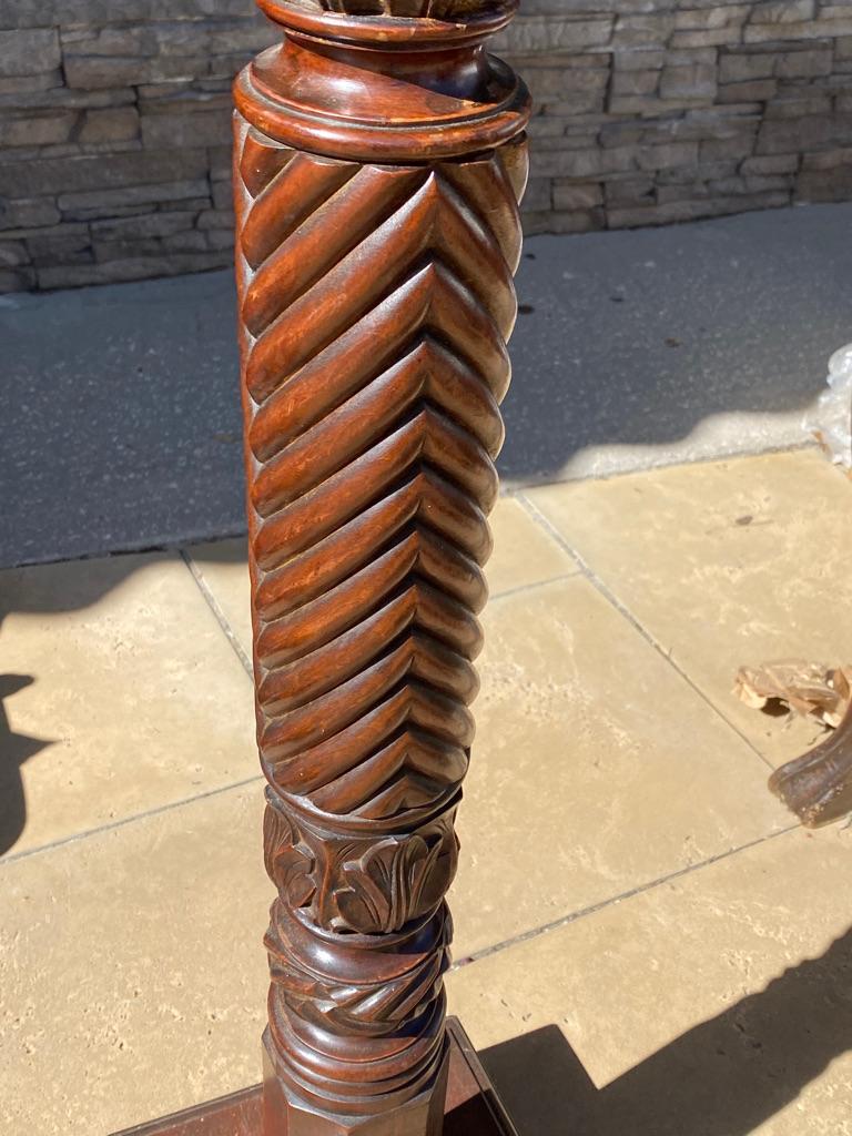 British Colonial English Mahogany Plant Stand For Sale