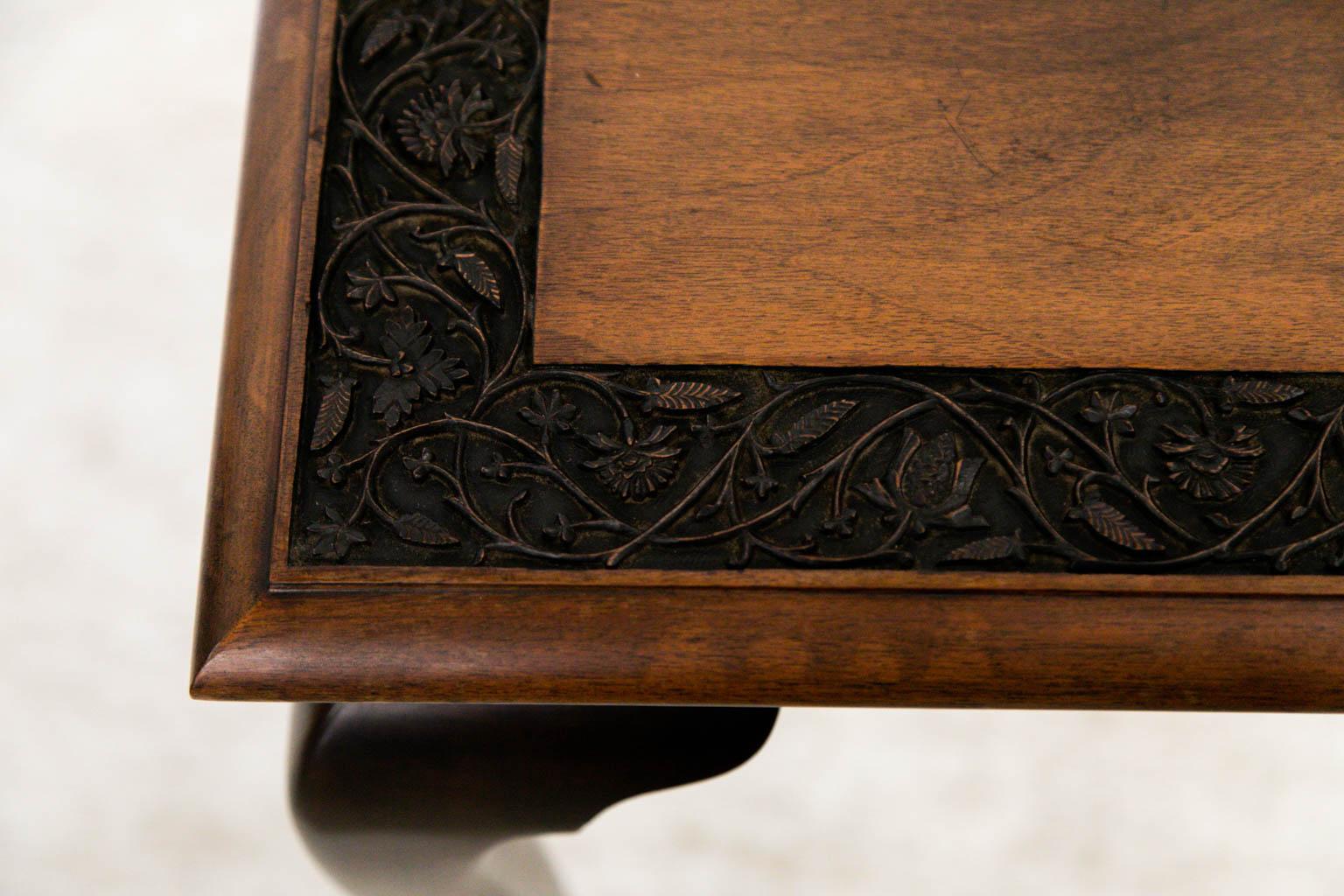 Hand-Carved English Mahogany Queen Anne Carved Center Table
