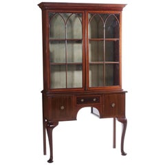 English Mahogany Queen Anne Style China or Curio Cabinet